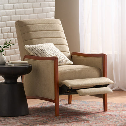 Sand Fabric Mid-Century Recliner - 26" W x 34.5" D for Living Room