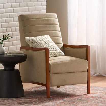 Sand Fabric Mid-Century Recliner - 26" W x 34.5" D for Living Room
