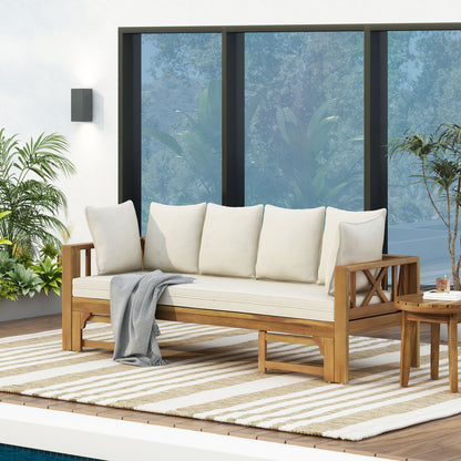Teak Rattan Full Size Sofa Bed - Outdoor Daybed