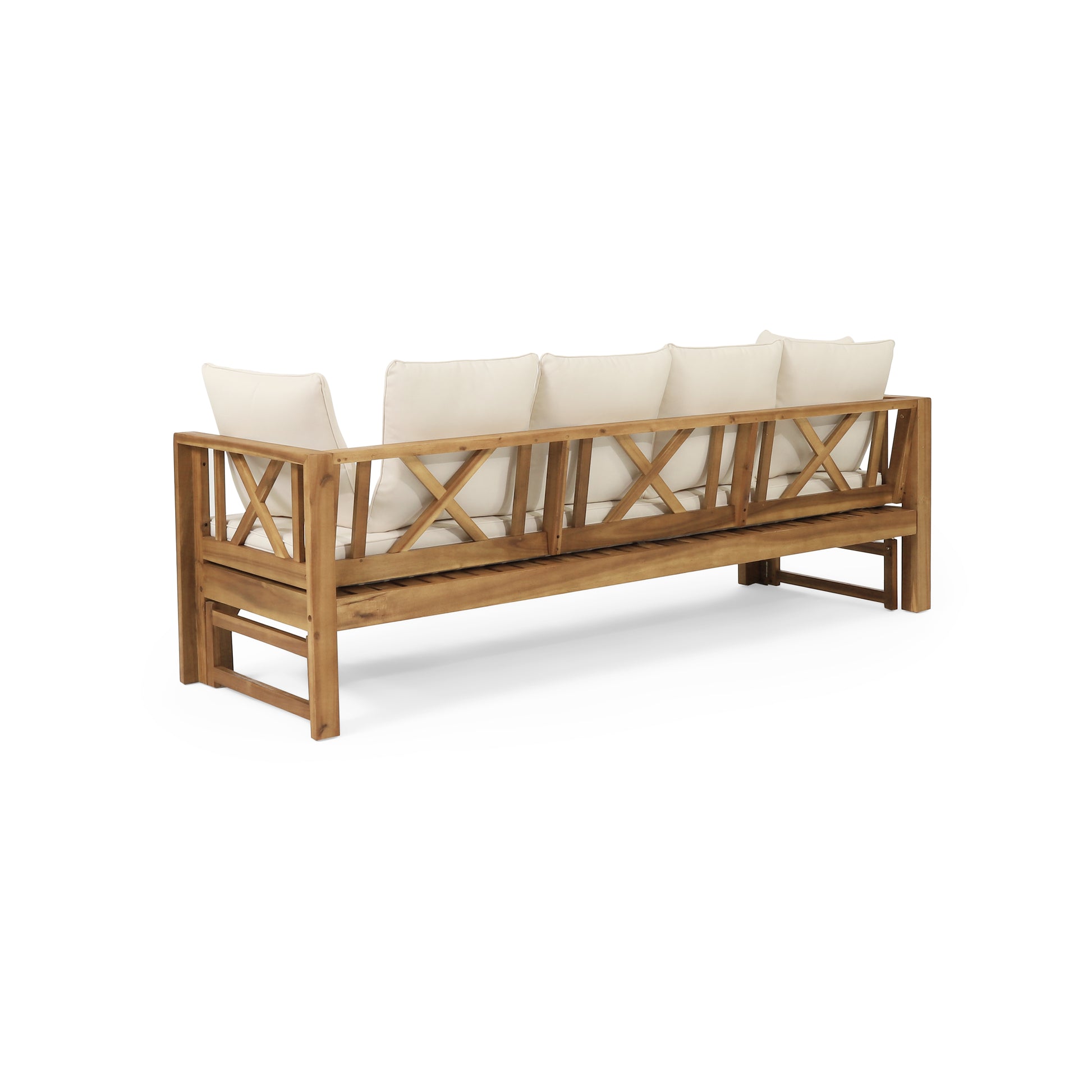 Teak Rattan Full Size Sofa Bed - Outdoor Daybed