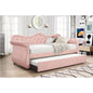 Abby Modern Style Upholstered Velvet Wood Daybed with Trundle in Pink
