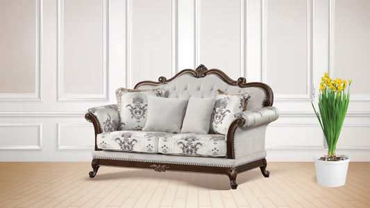 Ivory Polyester Wood Loveseat - 37" Primary Living Space for Living Room