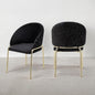 Onyx Modern Style 2PC Chairs made with Velvet fabric and Gold coated metal  Legs - Black