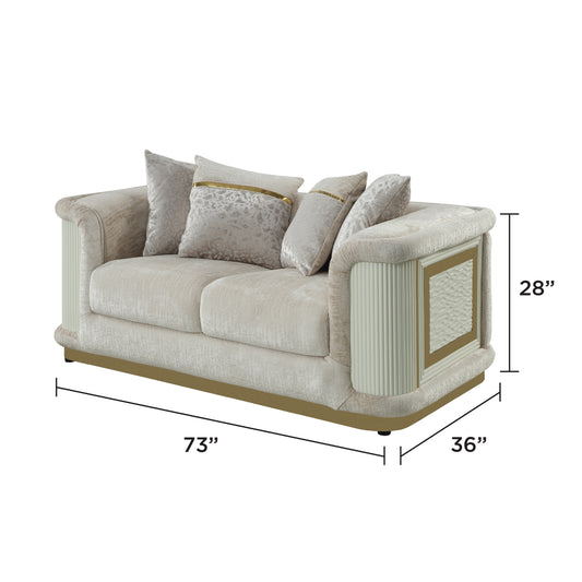 Cream Chenille Loveseat - 36.5" Primary Living Space