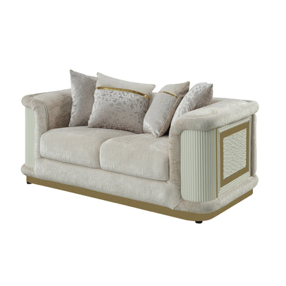 Cream Chenille Loveseat - 36.5" Primary Living Space