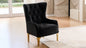 Lippa Upholstered Accent Chair in Black Fabric with Gold Stainless Steel Legs, Foam Cushioning and Sturdy Wood Frame