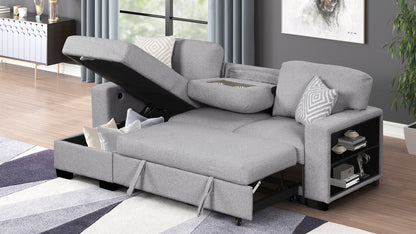 Pinto Modern Style Sectional Sofa Made with wood and Velvet Material in Gray