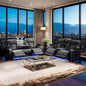 Fortuner Modern Style Upholstery Recliner 2PC Livingroom Set Made with Wood & Massage Function Included-Black