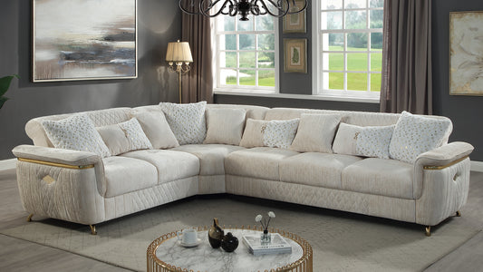 ARGO Contemporary style Reversible Sectional made with Wood Frame and Stainless Steel Base in Beige