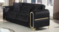Ruby Modern Upholstered Loveseat in Black with Solid Birch Wood Frame, Pocket Coil Seating and Gold Stainless Steel Legs