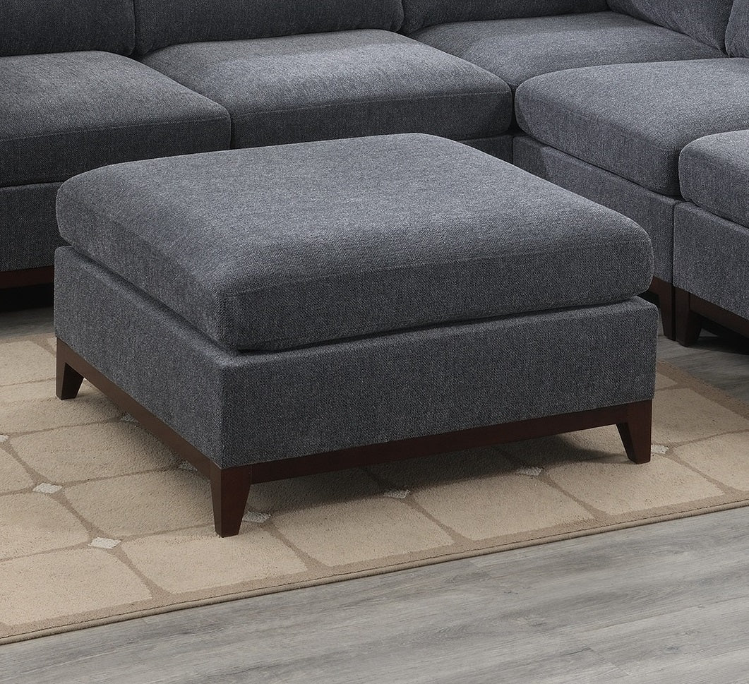 Gun Ash Chenille Rectangle Ottoman - 37" Primary Living Space