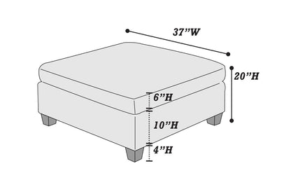 Gun Ash Chenille Rectangle Ottoman - 37" Primary Living Space