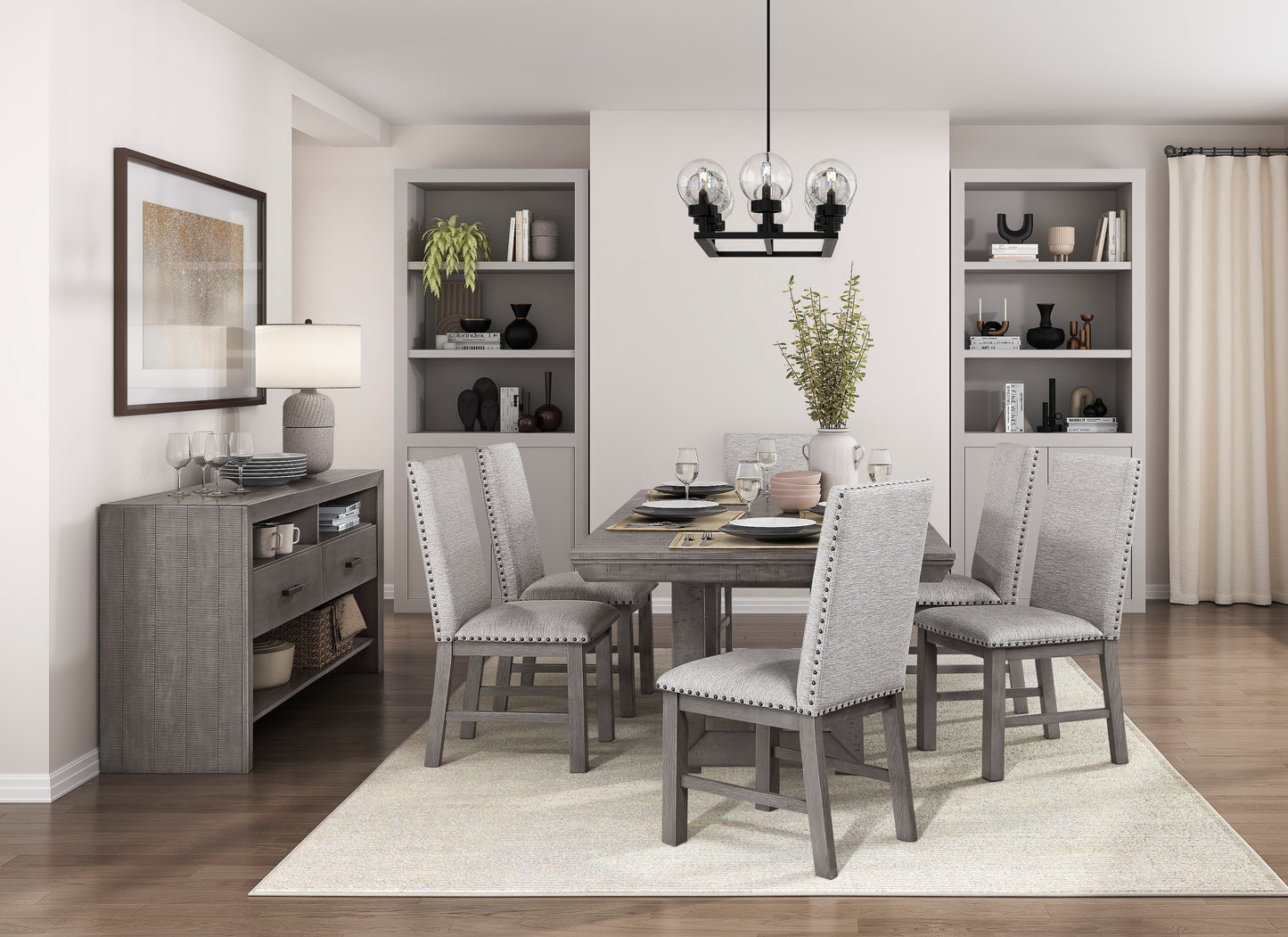 Gray Acacia Wood Dining Server with Storage