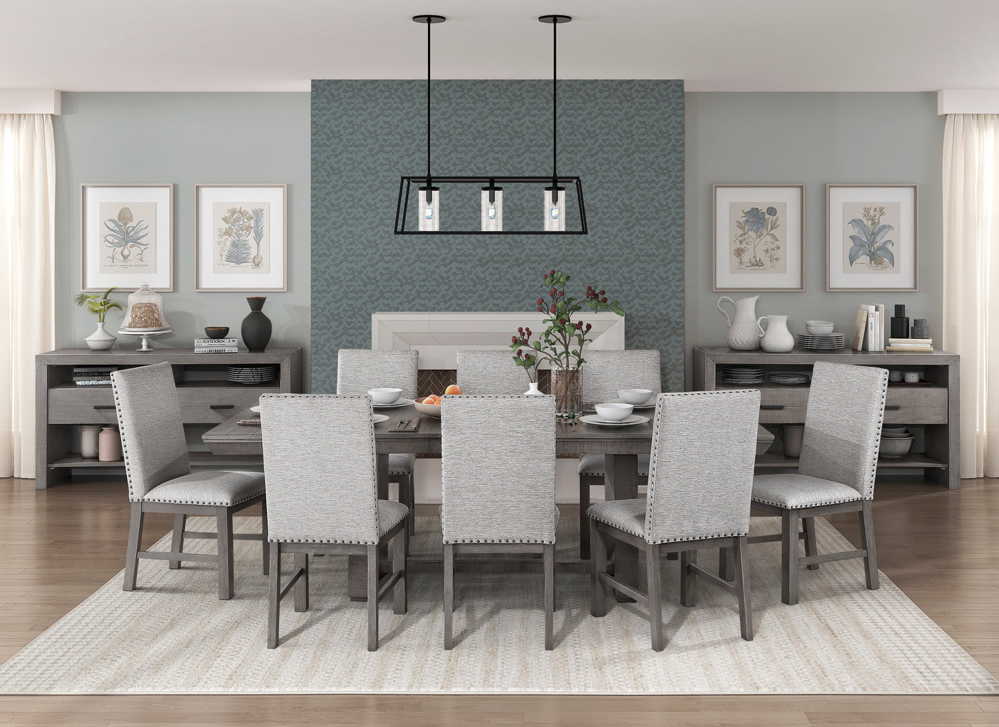 Gray Acacia Wood Dining Server with Storage