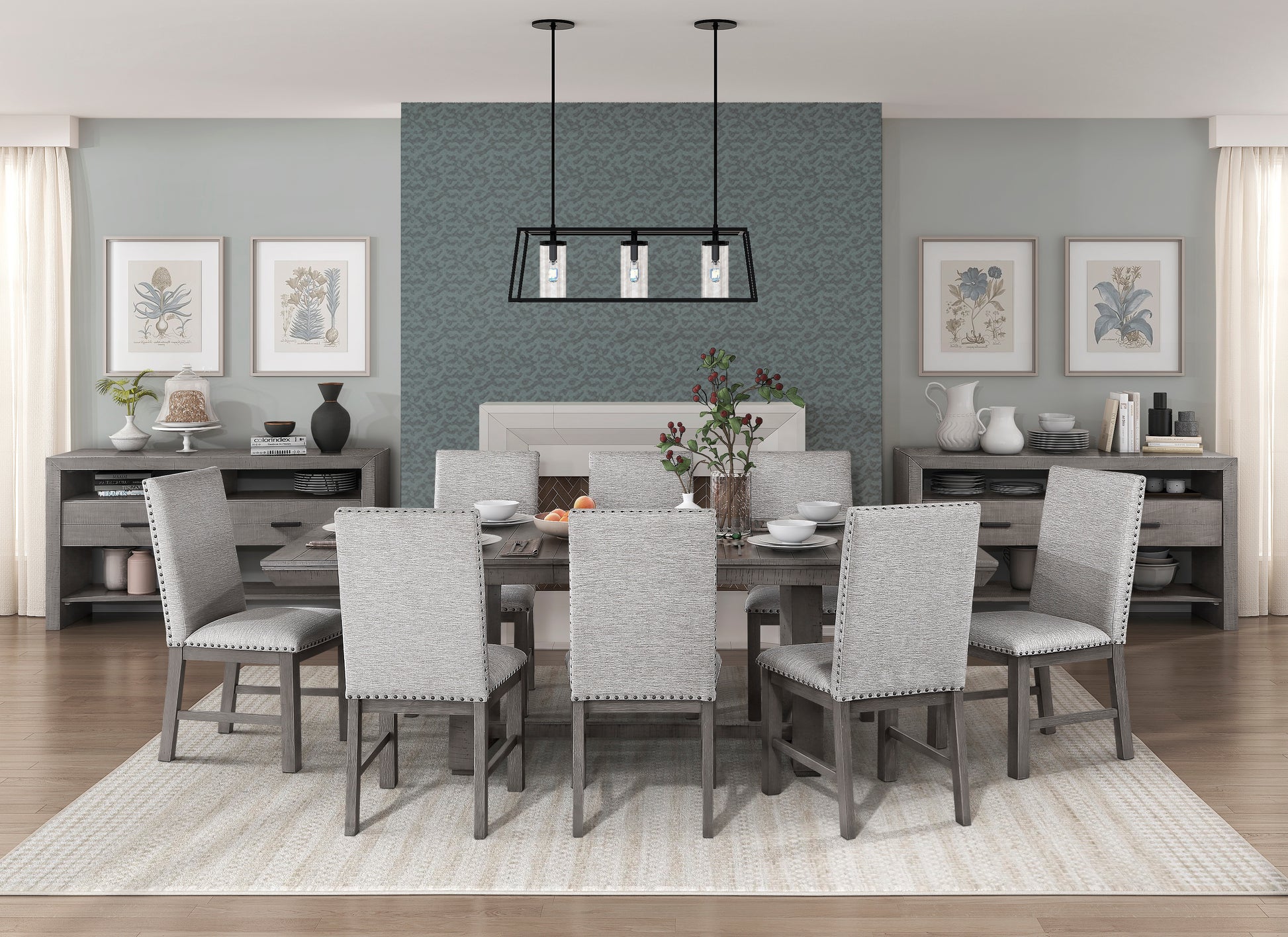 Gray Acacia Wood Dining Server with Storage