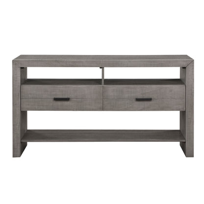 Modern Rustic Design 1pc Server of 2x Drawers 3x Shelves Gray Finish Wooden Dining Room Furniture