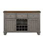 Traditional Style Gray Finish 1pc Server of Drawers Storage Cabinet w Adjustable Shelf 8-Bottle Wine Rack Wooden Furniture