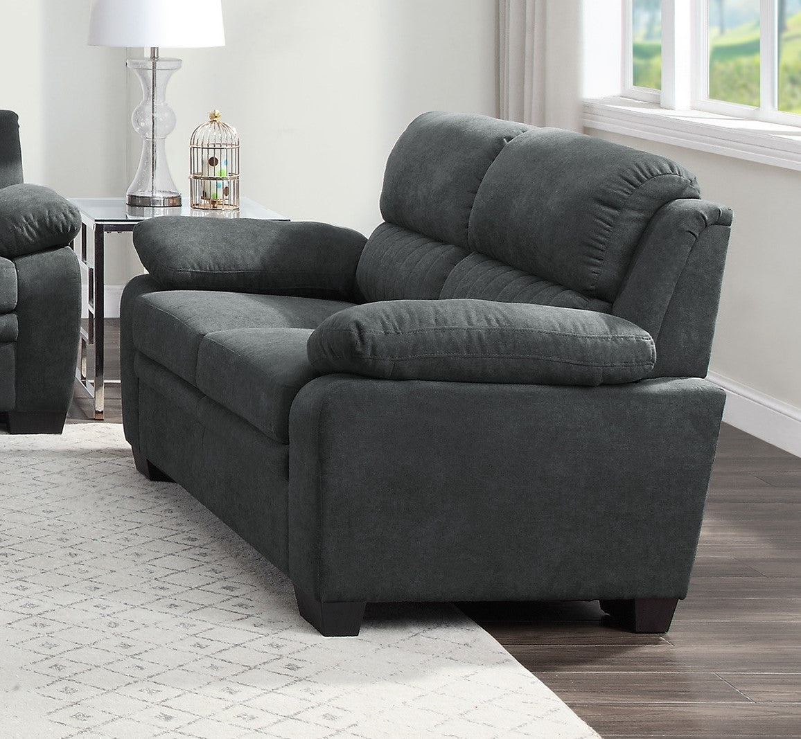 Dark Gray Wood Frame Loveseat - 58" Primary Living Space for Living Room