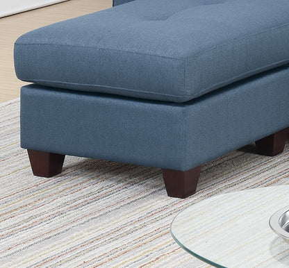 Blue L-Shaped Sectional Sofa - 86" Pine Wood for Living Room