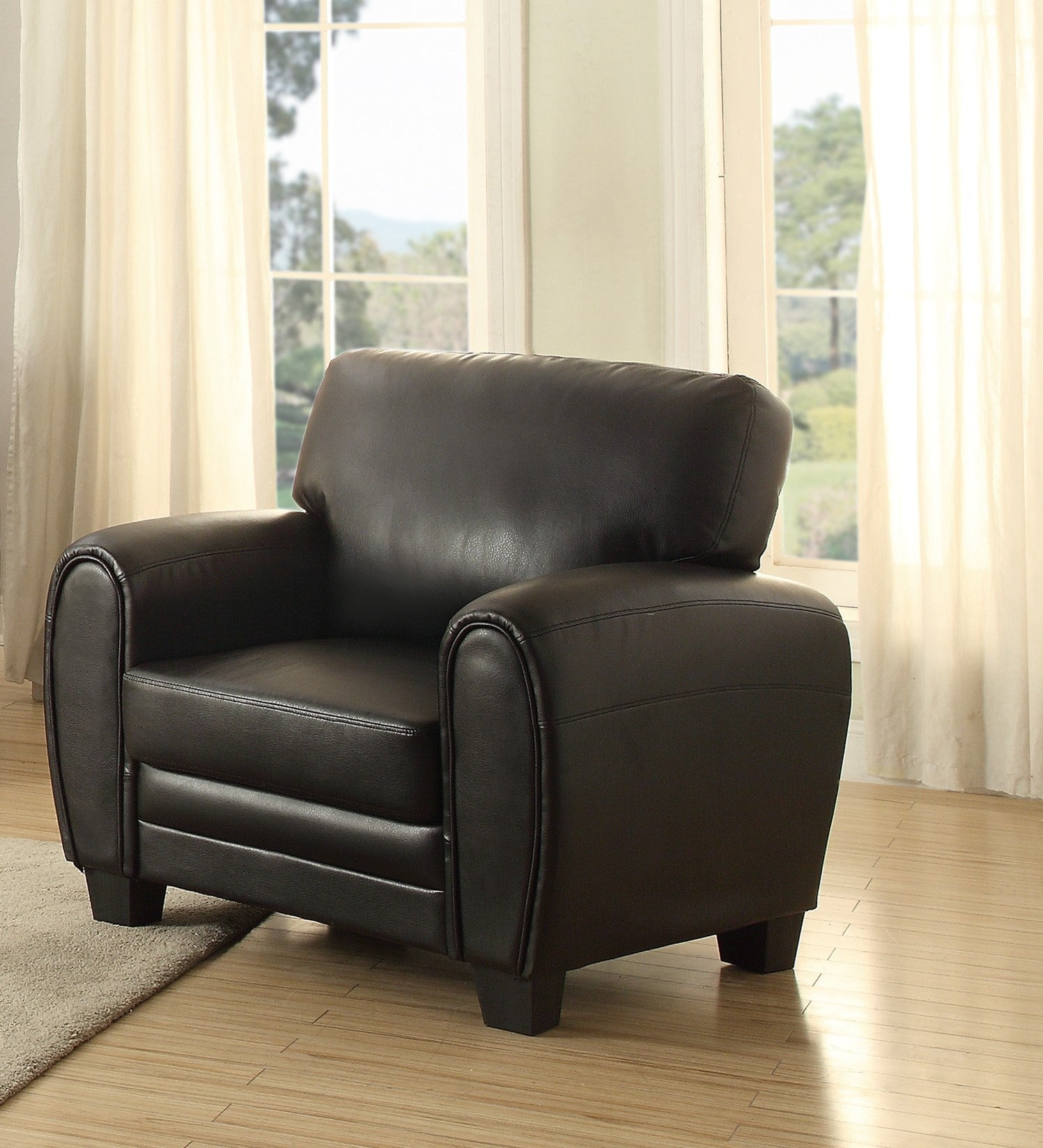 Modern Black Faux Leather Chair - Contemporary Style