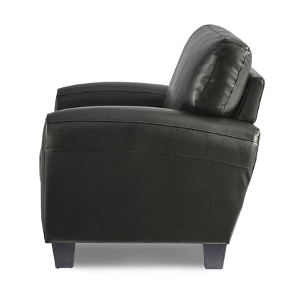 Modern Black Faux Leather Chair - Contemporary Style