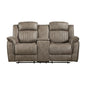 Classic Sandy Brown 1pc Double Reclining Loveseat with Storage Console Cupholder Plush Comfort Pillow-Top Arms Vertical Tufting Solid Wood Luxury Living Room Furniture