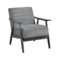 Casual Transitional Accent Chair 1pc Gray Velvet Upholstery Solid Wood Frame Living Room Furniture
