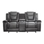 Modern Luxury Loveseat Dual Glider Reclining with Center Console 1pc Formal Living Room Furniture Premium Faux Leather Upholstery Comfortable Two-Tone Gray Finish