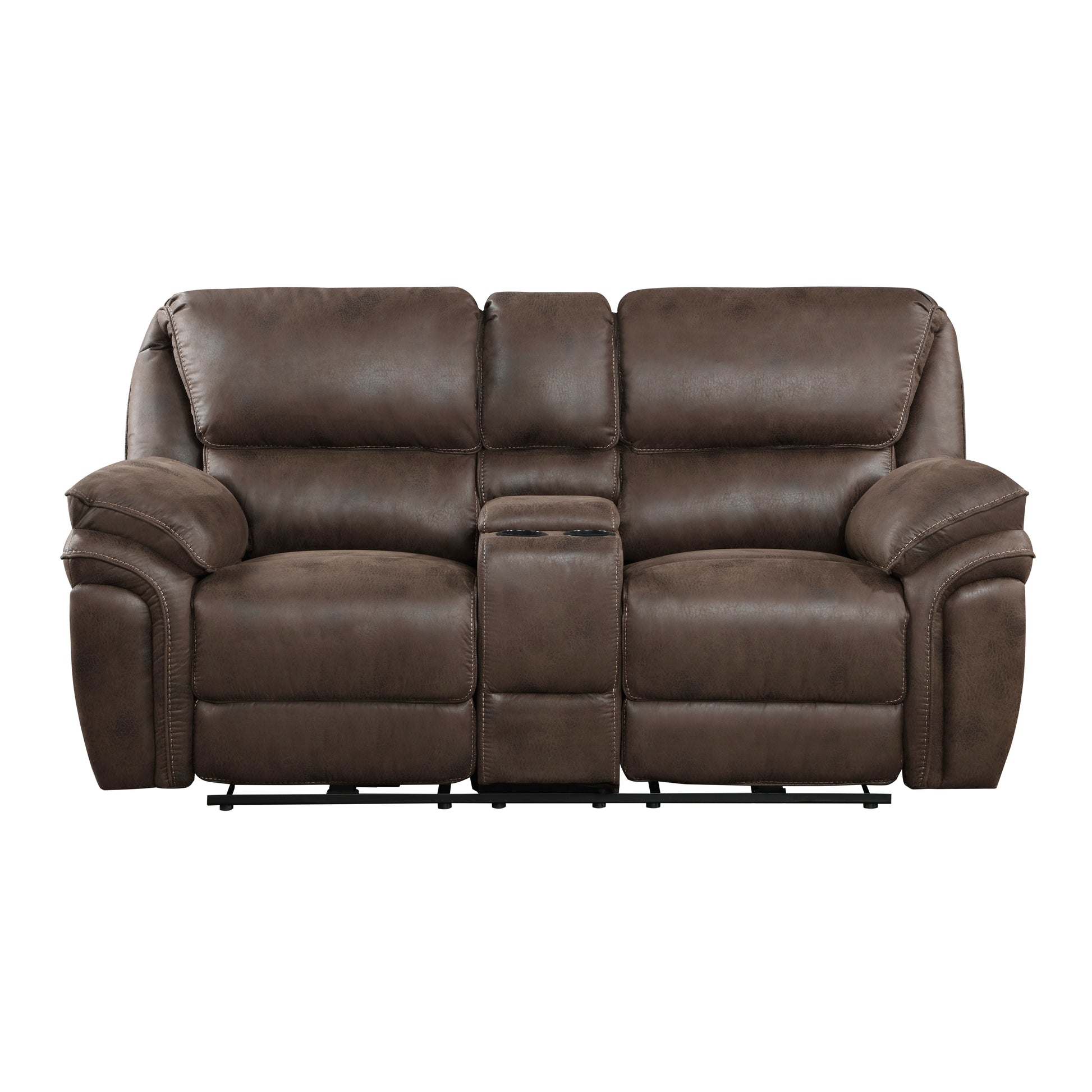 Plush Modern Design Living Room Power Reclining Loveseat Brown Microfiber Upholstery USB port Solid Wood Frame Furniture 1pc