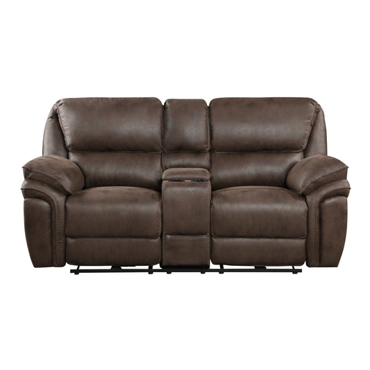 Plush Modern Design Living Room Power Reclining Loveseat Brown Microfiber Upholstery USB port Solid Wood Frame Furniture 1pc