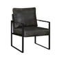 Modern Accent Chair Cushioned Seat Dark Gray Faux Leather Upholstery Black Metal Frame 1pc Style Comfort Durability Elegance Look