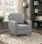 Classic Traditional Push Back Reclining Chair Gray Fabric Upholstery Cushion Seat Solid Wood Furniture 1pc