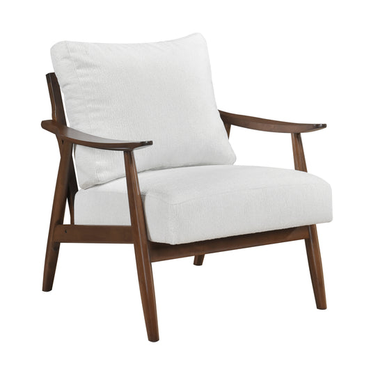 Modern Living Room 1pc Beige Accent Chair Solid Wood Brown Finish Wooden Furniture