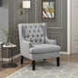 1pc Accent Chair Button-Tufted Gray Fabric Upholstery Foam Cushion Seat Living Room Furniture
