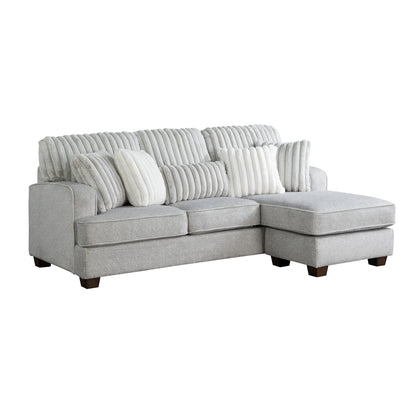 Modern Gray L-Shaped Corduroy Sectional - 3 Seats