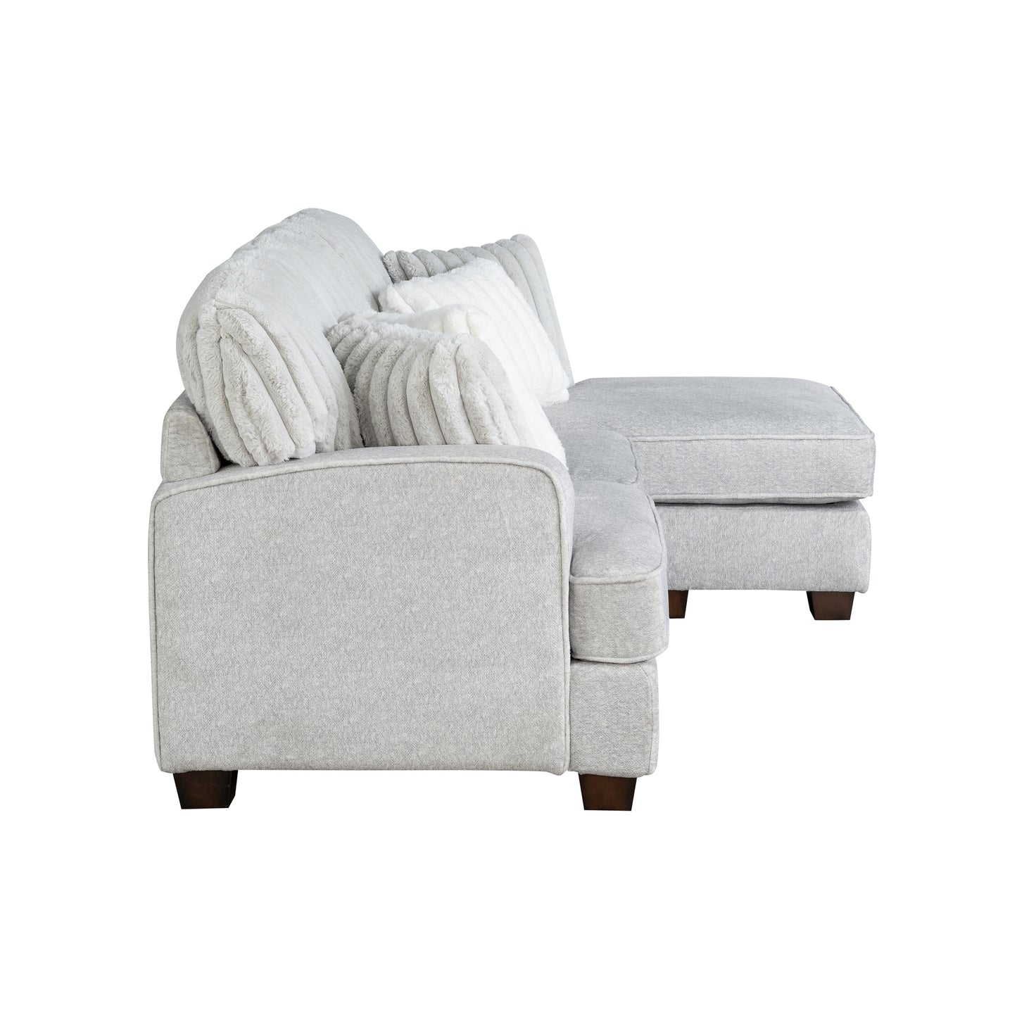 Modern Gray L-Shaped Corduroy Sectional - 3 Seats