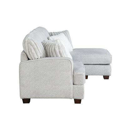 Modern Gray L-Shaped Corduroy Sectional - 3 Seats