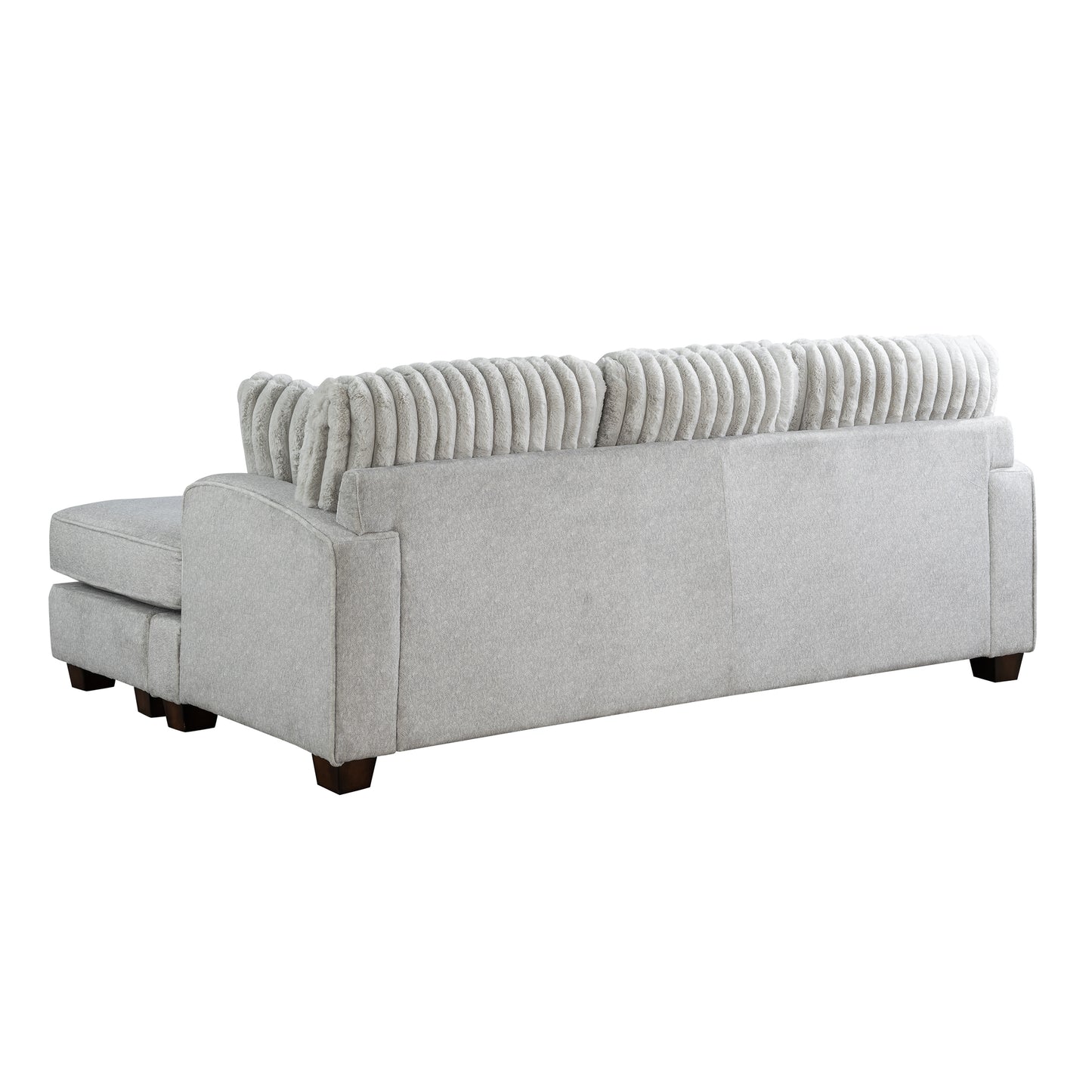 Modern Gray L-Shaped Corduroy Sectional - 3 Seats