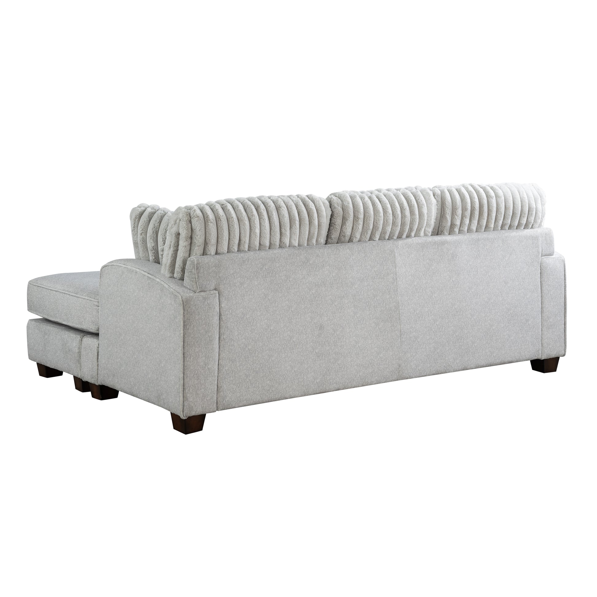 Modern Gray L-Shaped Corduroy Sectional - 3 Seats