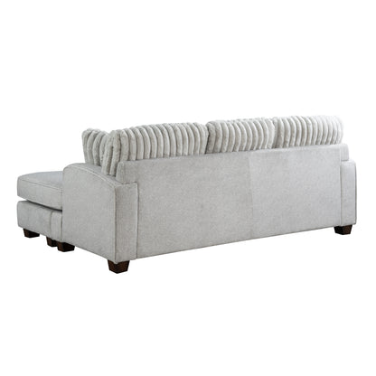 Modern Gray L-Shaped Corduroy Sectional - 3 Seats