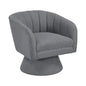 1pc Modern Swivel Accent Chair Dark Gray Boucle Upholstery Solid Wood Foam Seat Cushion Unique Style Comfort Home Furniture