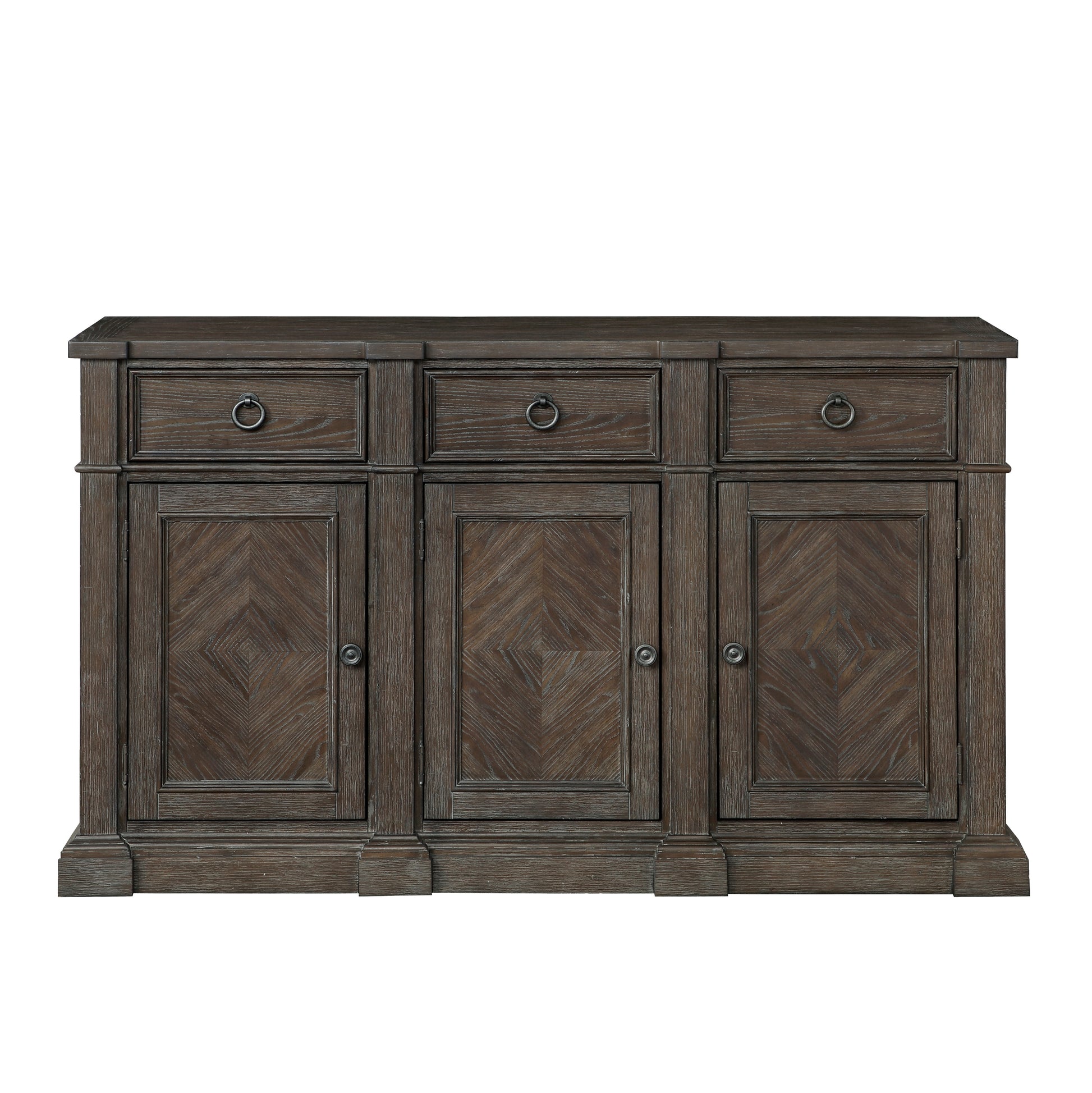 Classic Traditional Driftwood Brown Finish Server with 3 Drawers Storage Cabinets Wooden Furniture 1pc