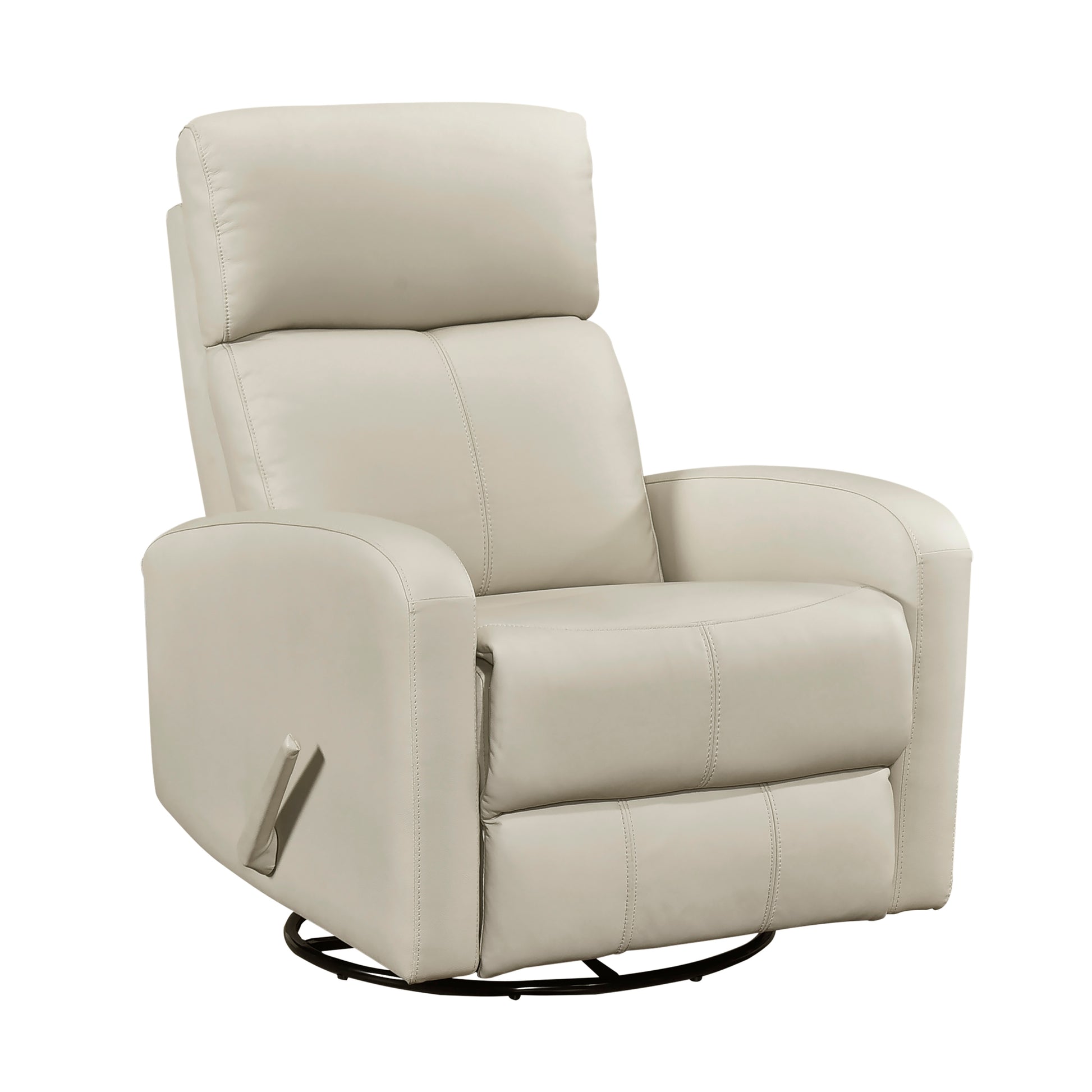 1pc Glider Recliner Chair with Swivel Motion Beige Leather Upholstery Luxury Comfort Solid Wood Living Room Furniture