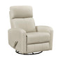 1pc Glider Recliner Chair with Swivel Motion Beige Leather Upholstery Luxury Comfort Solid Wood Living Room Furniture