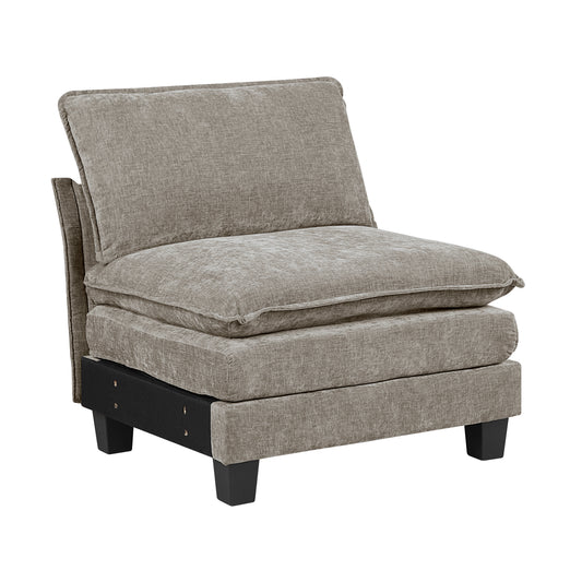 Modern Style Armless Chair Chenille Fabric Upholstery Contemporary Living Room Furniture 1pc Durable Plywood Plush Comfort