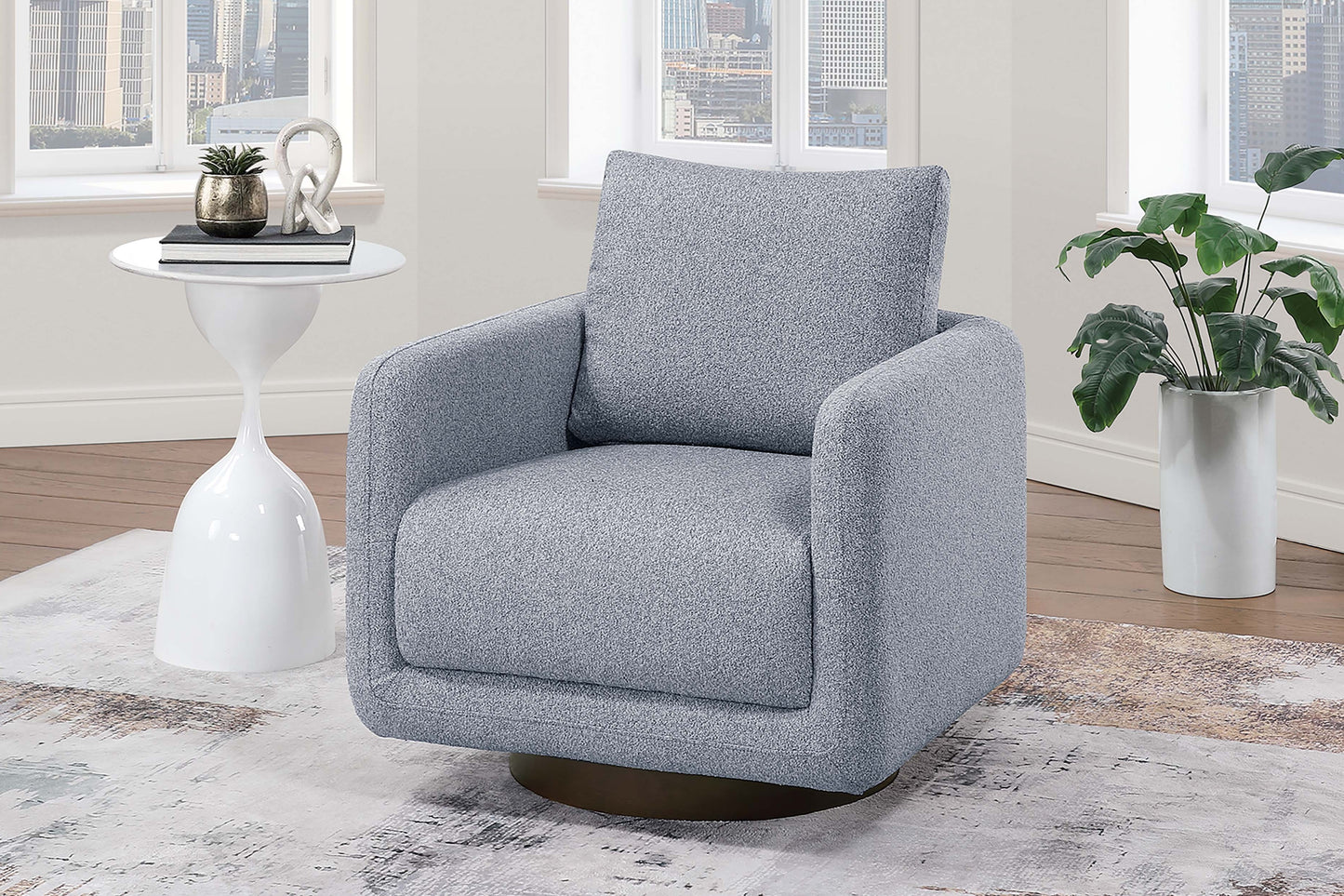 Gray Boucle Accent Chair - Modern Living Room Seating