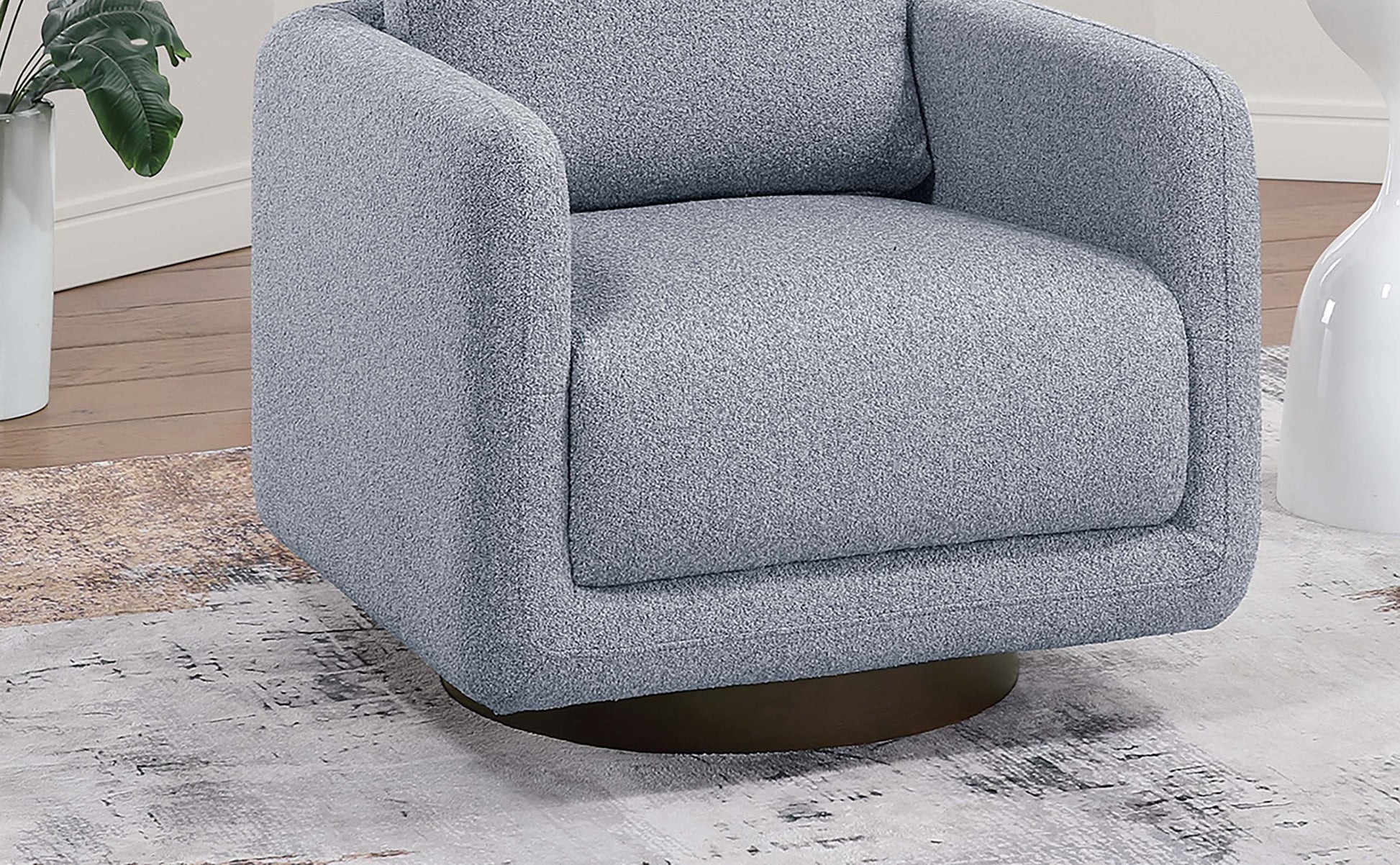Gray Boucle Accent Chair - Modern Living Room Seating