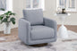 Modern Gray Boucle Fabric 1pc Swivel Accent Chair Upholstered Living Room Cushion Chair Wooden Base