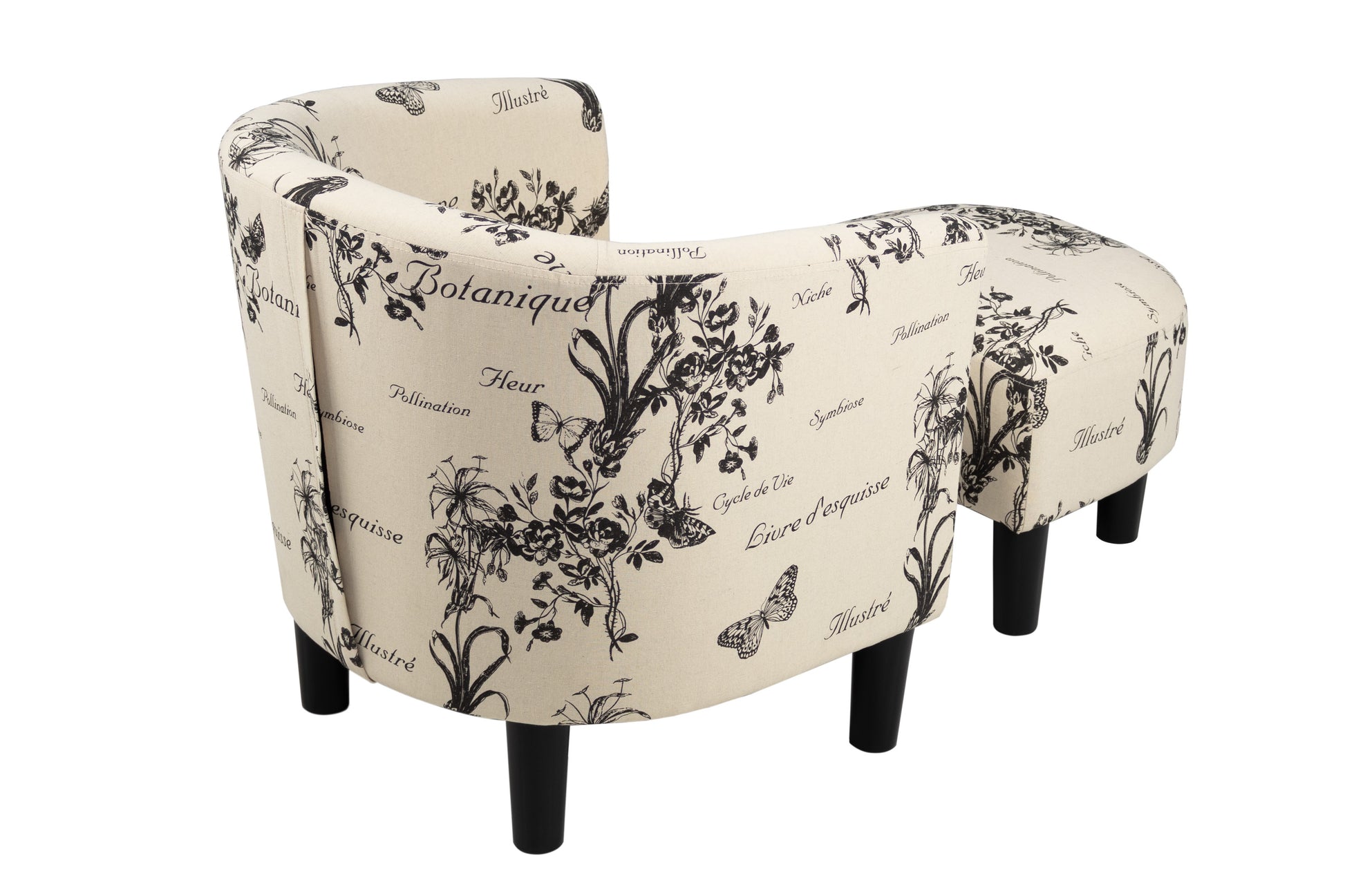 Off White Fabric Accent Chair - 26" Round Back