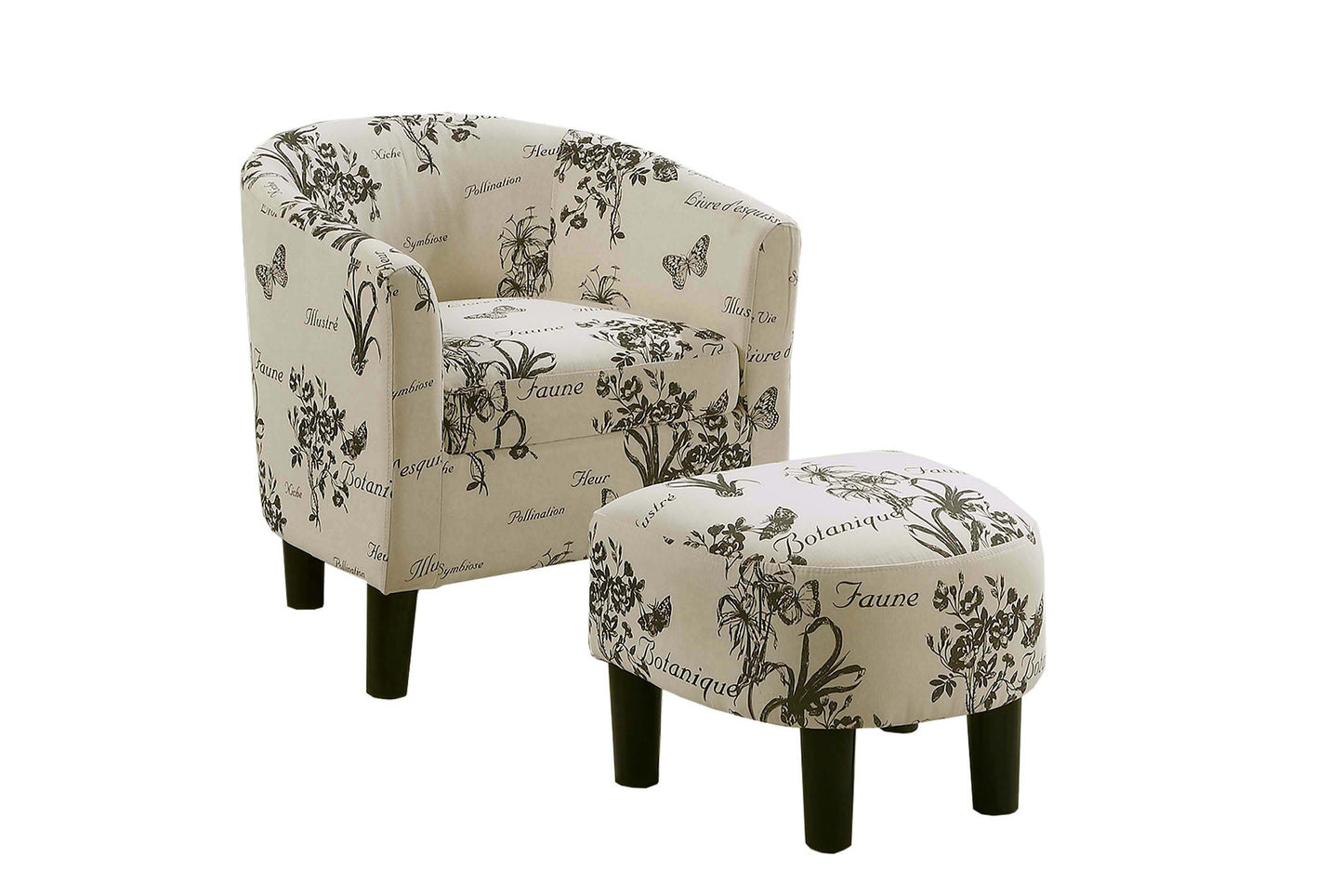 Off White Fabric Accent Chair - 26" Round Back
